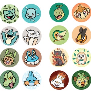 Peut inclure: Ensemble de 24 autocollants ronds avec des illustrations colorées de personnages de dessins animés. Chaque autocollant présente un design de personnage différent, avec une variété de couleurs et de styles. Les autocollants sont probablement issus d'une série animée populaire.