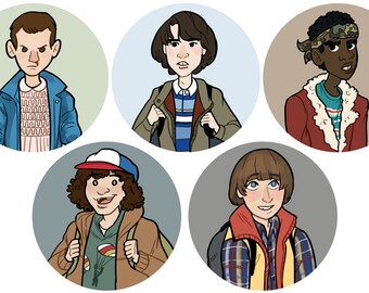 Stranger Things Eleven Will Dustin Lucas Mike 1" Button