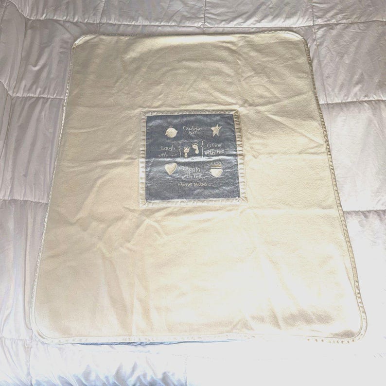 Vintage Barefoot Dreams Baby Blanket Plush Satin Trim Moments Milestones image 5