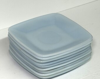 Fire King Azurite Anchor Hocking Baby Blue 9 Square Saucers Vintage 1950s Plates