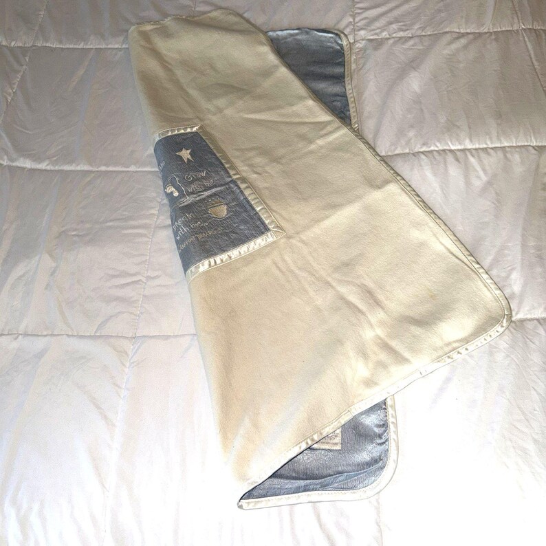 Vintage Barefoot Dreams Baby Blanket Plush Satin Trim Moments Milestones image 3