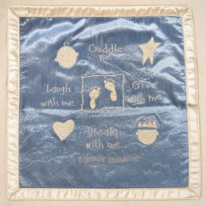 Vintage Barefoot Dreams Baby Blanket Plush Satin Trim Moments Milestones image 1