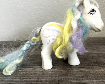 Vintage 1984 My Little Pony G1 Raincurl Rainbow Curl Pony Stars Cloud White RARE