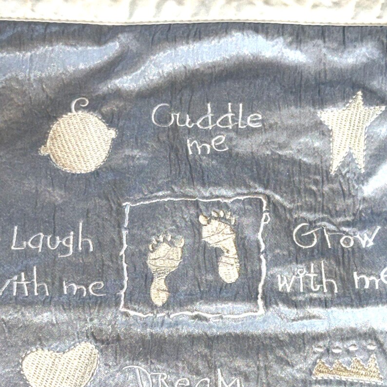 Vintage Barefoot Dreams Baby Blanket Plush Satin Trim Moments Milestones image 9