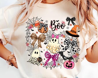 Comfort Colors Preppy Coquette Ghosts Shirt: Halloween Ghost Shirts
