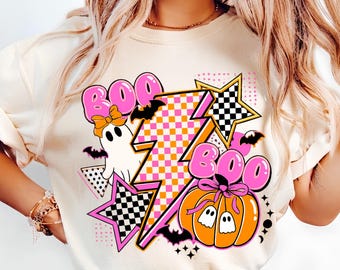 Comfort Colors® Spooky Ghost And Pumpkin T-Shirt, Halloween Shirt, Spooky Season Shirt, Boo Halloween Shirt