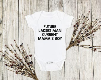Mama's Boy Onesie® Funny Baby Onesie® Future Ladies Man Current Mama's Boy Onesie® Baby Shower Gift, Baby Boy Onesie® Baby Announcement
