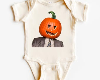 The Office Onesie®, The Office Baby Shower , Funny Baby Shower, Dwight Schrute Pumpkin Head Onesie®, Halloween Onesie®