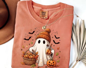Halloween Ghost Comfort Colors Shirt, Cute Ghost Shirt, Womens Halloween Shirt, Cute Fall Shirt, Spooky Season Shirt, Gift For Halloween