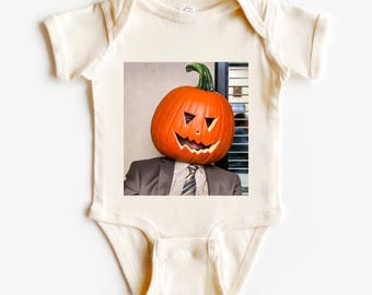 Dwight Schrute Pumpkin Head Onesie®, The Office Baby Shower , Funny Baby Shower, The Office Onesie®, Halloween Onesie®