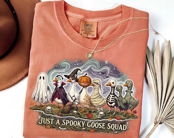 Comfort Colors® Halloween Funny Goose Shirt, Just a Spooky Goose Shirt, Halloween Shirt, Skeleton Goose Tee, Spooky Season Shirt, Spooky Tee