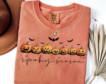 Comfort Colors® Spooky Season Pumpkins Halloween Shirt, Spooky Season T-Shirt, Ghost Pumpkin bat Shirt, Halloween Gift, Stay Spooky Shirt