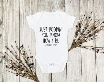 The Office Onesie® Just Poopin' Onesie® Michael Scott Onesie® Funny Baby Onesie® Michael Scott, The Office, Pooping Onesie® Baby Shower Gift