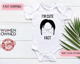 Dwight Schrute Inspired Baby Onesie, The Office I'm Cute Fact Bodysuit, Funny Baby Clothes, Cute Infant Outfit, TV Show Themed Baby Romper