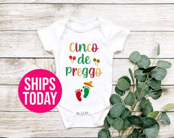 Cinco de Mayo Baby Onesie® - Cinco de Preggo Onesie® - Funny Cinco de Mayo, Pregnancy Announcement Onesie®, Baby Announcement Onesie®