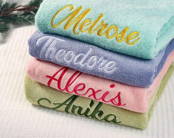 Personalized Embroidered Bath Towel with Custom Name – 100% Cotton Bathroom Decor, Wedding, Birthday and Anniversary Gift