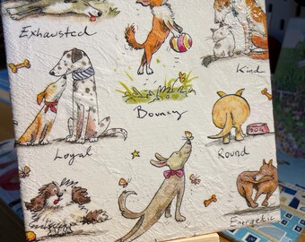 Handgemaakte keramische tegels: honden decoupagekunst