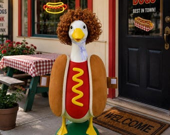 Garden Goose Hot Dog Goose Outfits For 23 inch ,Handmade GooseCostume,Colorful Garden Decor,Farmhouse Outdoor Gift,Garden Goose Clothes