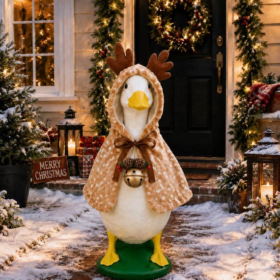 Christmas Reindeer Goose Outfits For 23 inch ,Handmade GooseCostume,Colorful Garden Decor,Farmhouse Outdoor Gift,Garden Goose Clothes