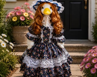 Vintage Floral Goose Outfits For 23 inch ,Handmade GooseCostume,Colorful Garden Decor,Farmhouse Outdoor Gift,Garden Goose Clothes