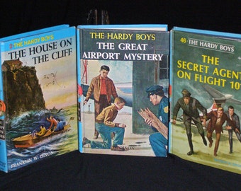 The Hardy Boys Vol 2,9,46 "The House on the Cliff 1959 1st Ed" "The Great Airport Mystery 1965 1st Ed" "The Secret Agent on Flight 101 1967"