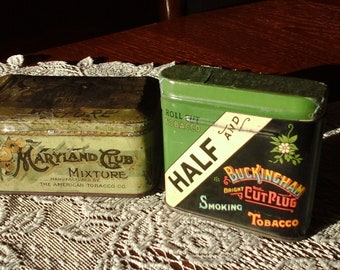 Vintage Tobacco Tins Maryland Club and Lucky Strike Half and Half