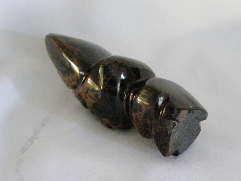 Obsidian Aztec Vase With Monkey Pre Hispanic Replica.