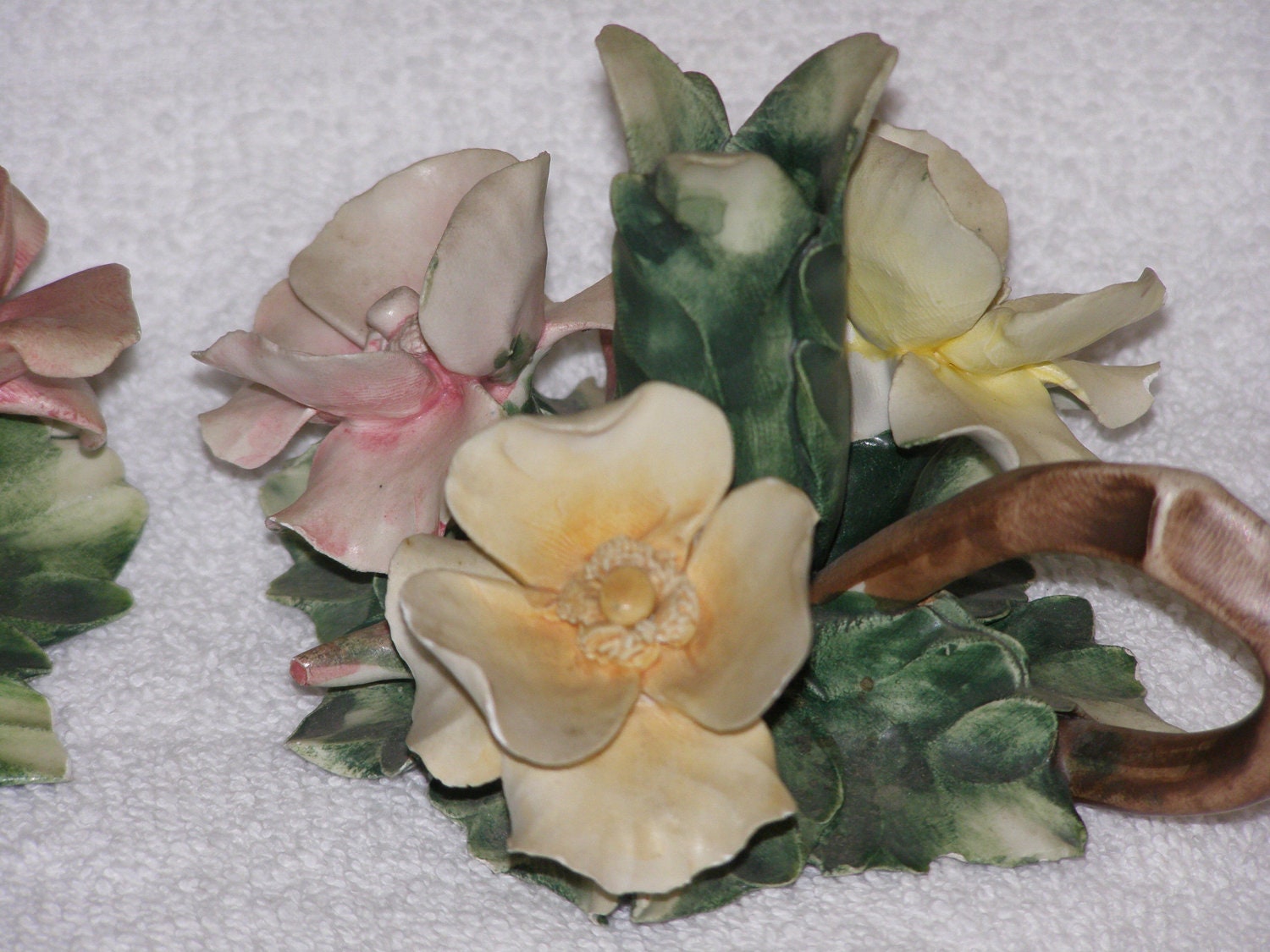 Vintage Capodimonte Candle Holder Porcelain Roses Budding Etsy