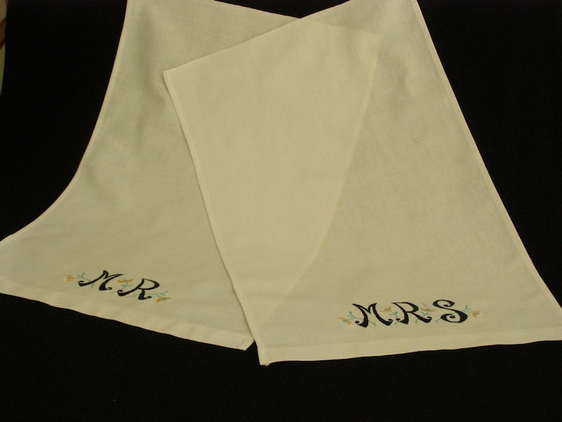 Vintage Linen Guest Towels with Hand Embroidered Sewn Floral Etsy