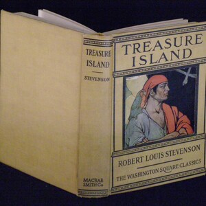 Antique Treasure Island Robert Louis Stevenson Published by Washington Square Press Binding Macrae Smith Co image 5