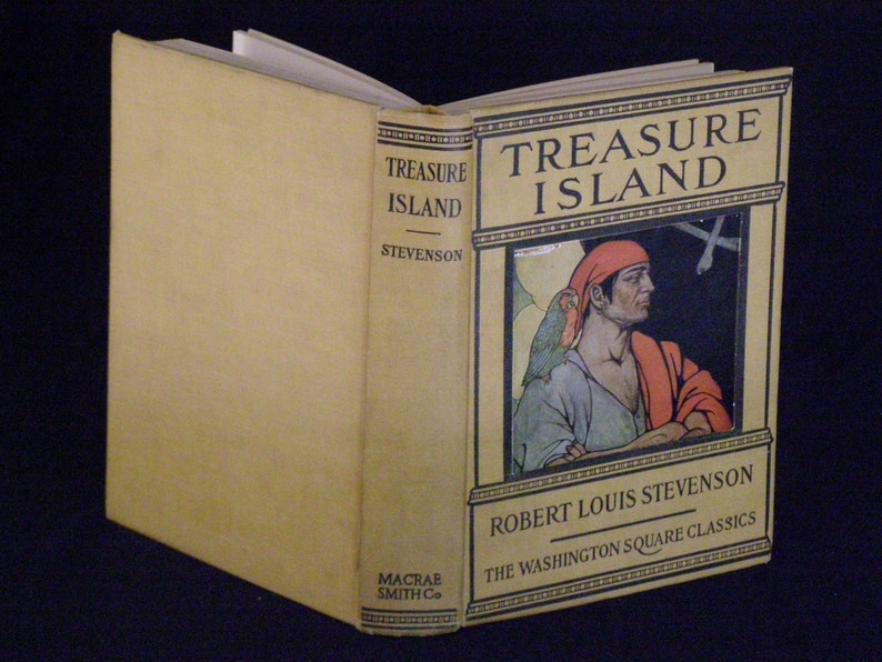 Antique Treasure Island Robert Louis Stevenson Published by Washington Square Press Binding Macrae Smith Co image 5