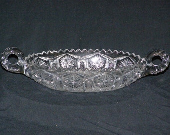 Clear Glass Star Saw-tooth Pattern Condiment Dish Pickles Olives Carrots Celery Mustard Mayonnaise