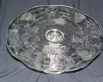 Vintage Depression Glass Pedestal Cake Plate