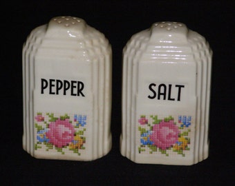 Art Deco Building Salt and Pepper Shakers Circa 1980s