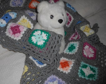 Gray Granny Square Baby Afghan