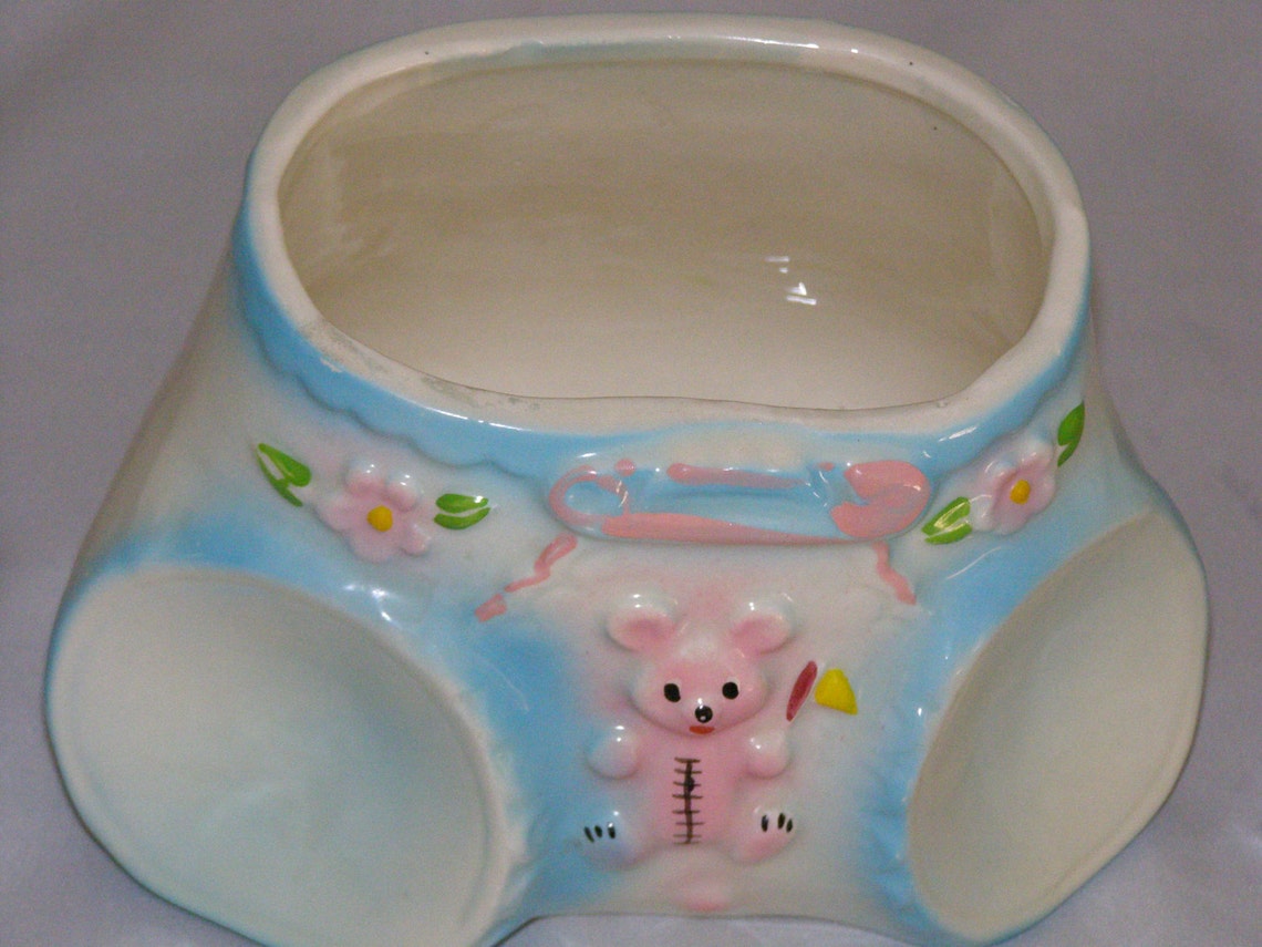 Vintage Ceramic Pottery Diaper Planter USA 4021 Baby Etsy