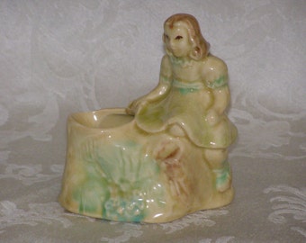 Vintage Ceramic Little Girl Dresser or Vanity Holder