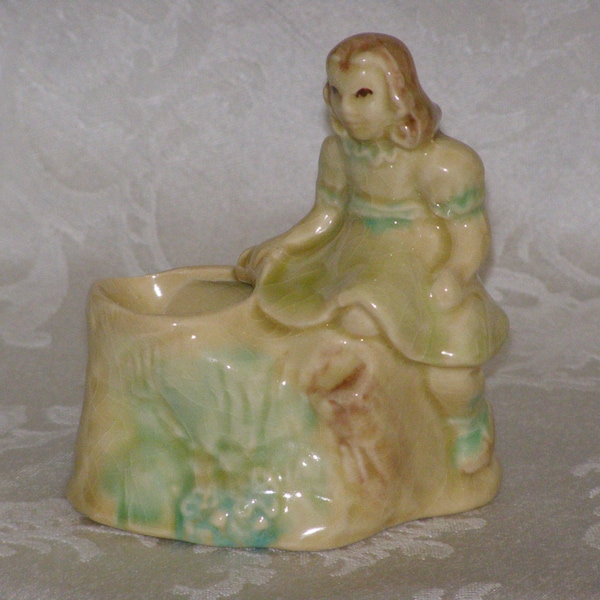 Vintage Ceramic Little Girl Dresser or Vanity Holder