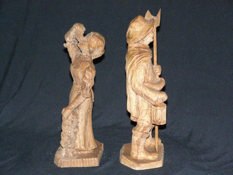 Vintage Two Hand Carved Wood Figurines. She's Tending to Etsy