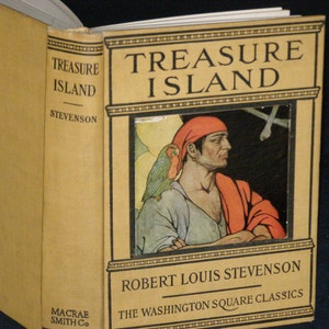 Antique Treasure Island Robert Louis Stevenson Published by Washington Square Press Binding Macrae Smith Co image 1