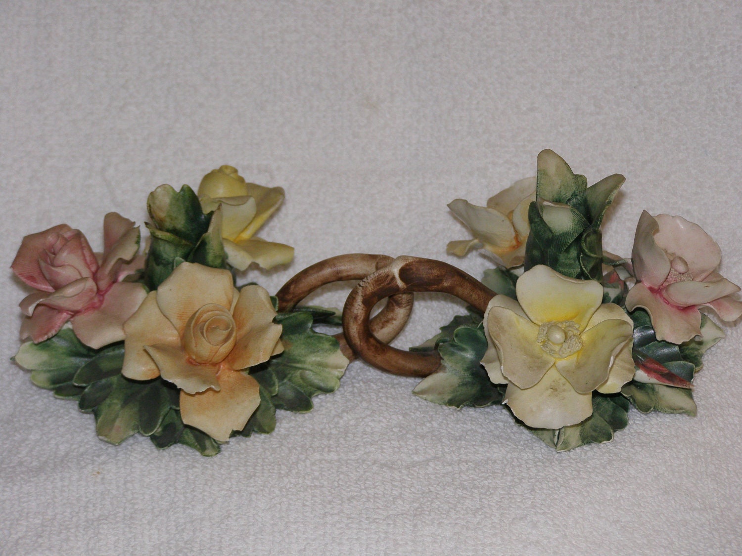 Vintage Capodimonte Candle Holder Porcelain Roses Budding Etsy