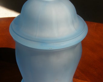 Blue Frosted Satin Glass Jar - Depression Glass