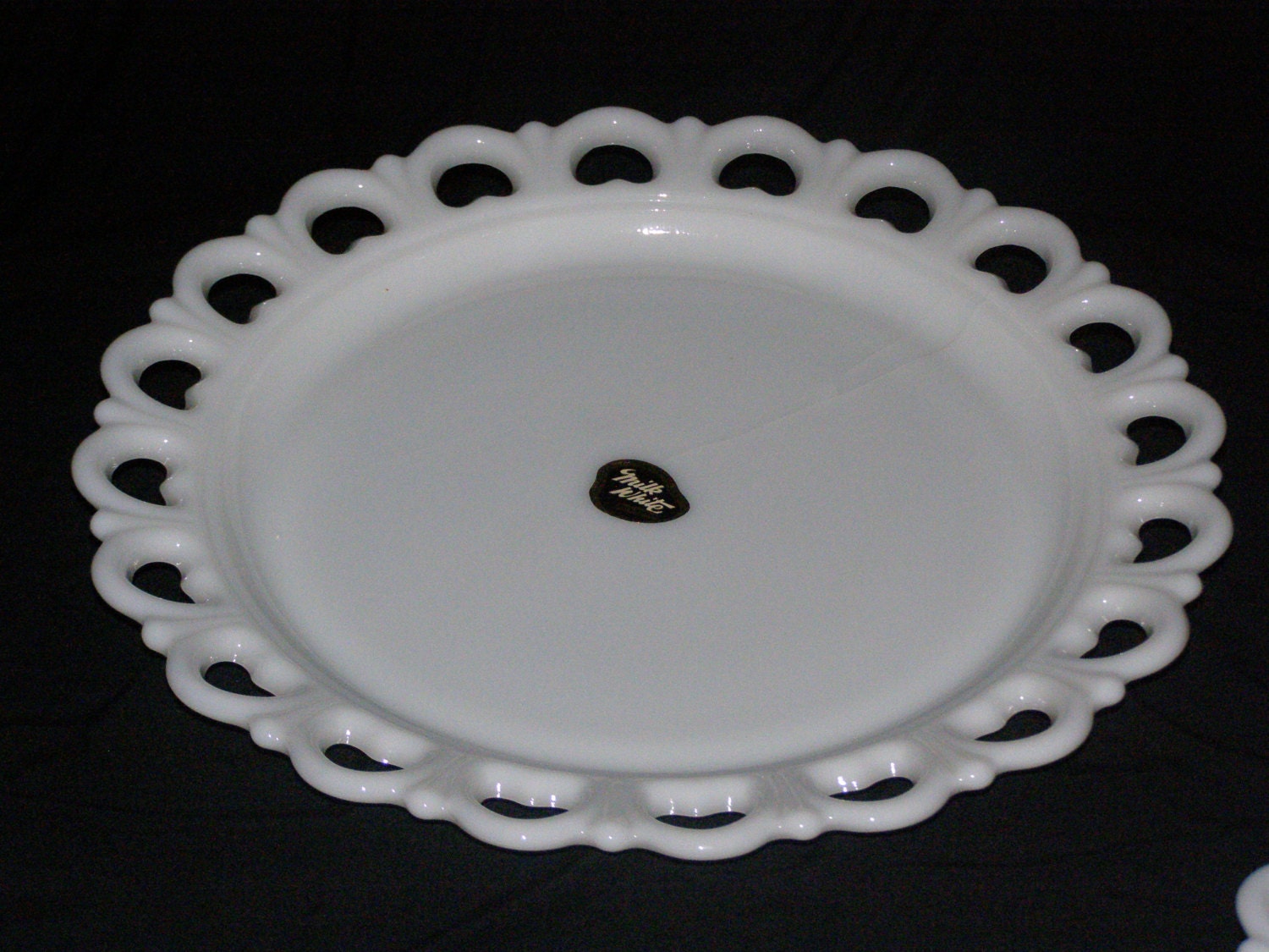 Vintage Anchor Milk Glass Open Lace Platter and Matching - Etsy