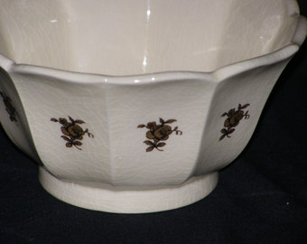 Vintage Planter Open Scallop Top Design with applied Gold Floral 10-Sides Signed