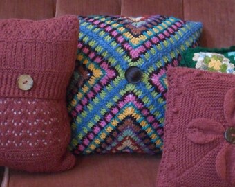 16" x 16" Multi colored Scrapghan Crochet Pillow
