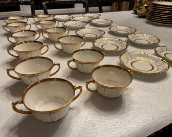 Limoges Haviland china - coffee cups with saucers, plates, and serving pieces, Early 20th Century