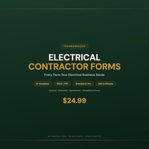 Electrical Contractor Forms Pack | 24 Editable Word + PDF Forms