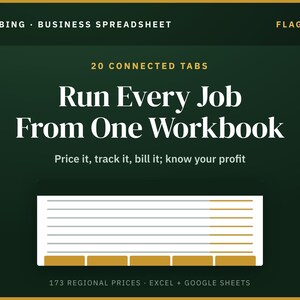 Plumbing Business Spreadsheet | Pricing + Estimates + Jobs + Invoices | Excel + Google Sheets