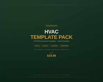 HVAC Business Forms — 28 Templates (Word + PDF), Instant Download