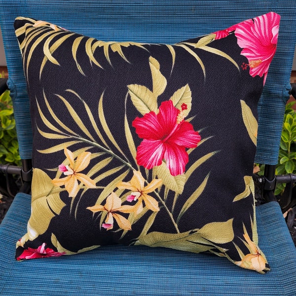 Indoor/Outdoor Square Pillow Covers Pillowcases for Deck, Patio, Pool and More! Washable, Beautiful Floral Pattern with easy Envelope Close